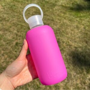 BKR glass bottle with silicone sleeve in sheer hot pink Baby